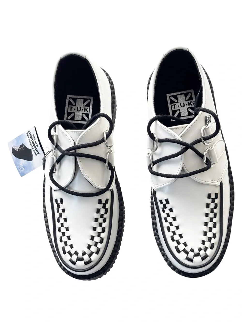 T.U.K. White Leather Viva Mondo Creeper | size 8W